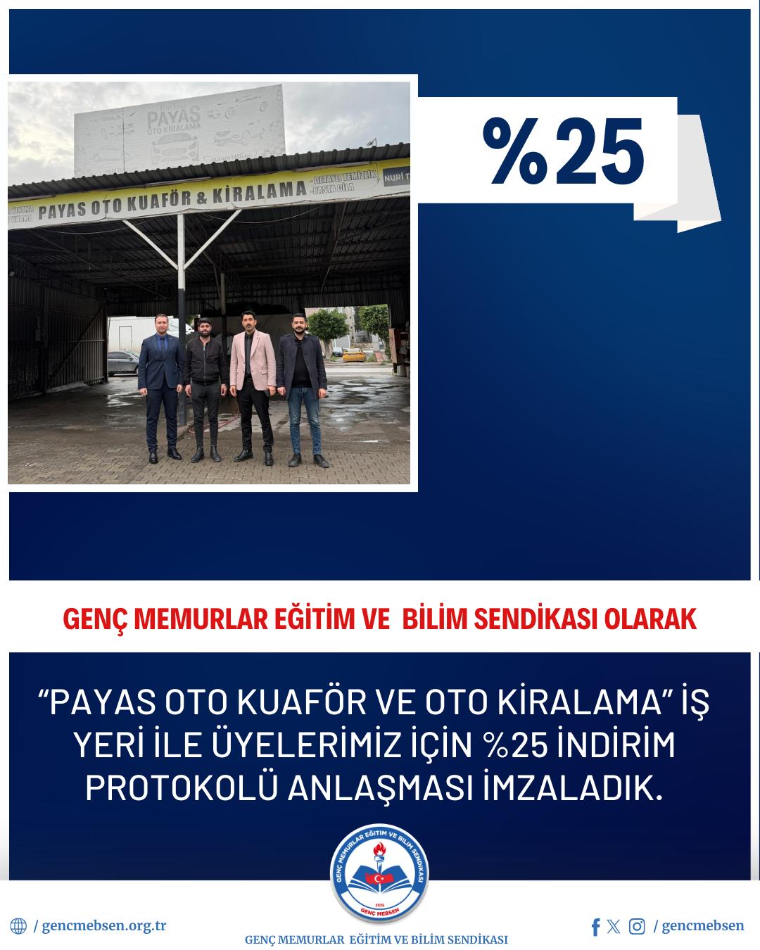 Payas Oto Kuaför ve Oto Kiralama İşyeriyle İndirim Protokolü Anlaşması İmzaladık